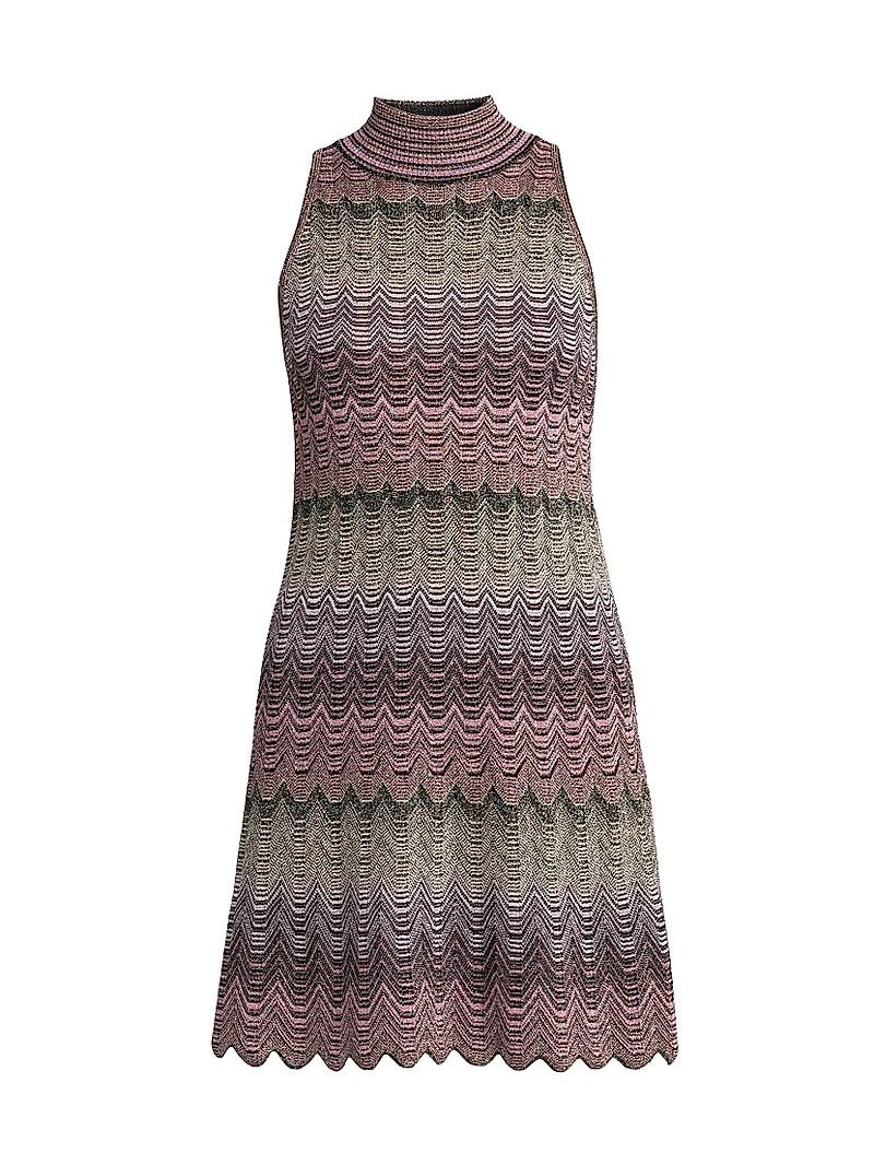 Chevron Turtleneck Minidress