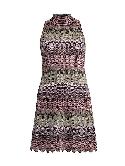 Chevron Turtleneck Minidress