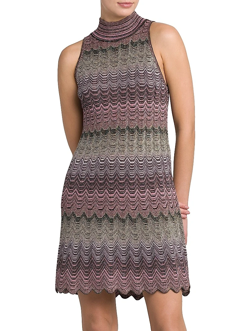 Chevron Turtleneck Minidress