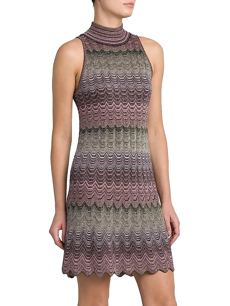 Chevron Turtleneck Minidress