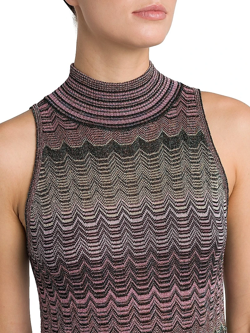 Chevron Turtleneck Minidress