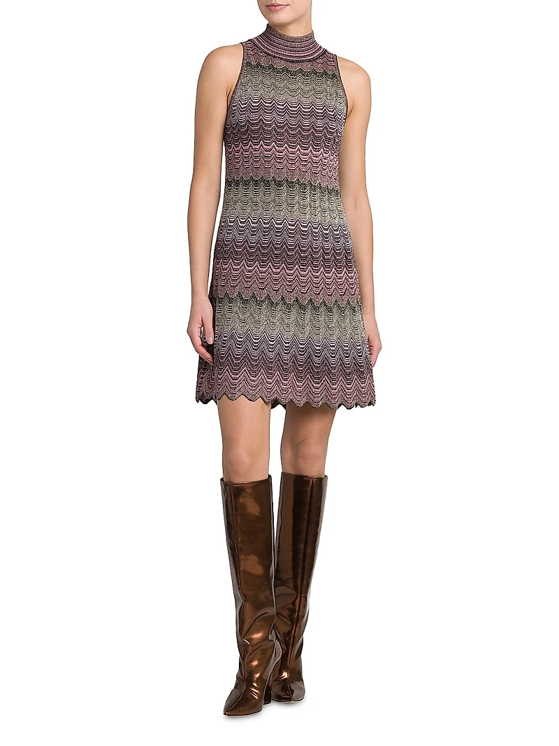 Chevron Turtleneck Minidress