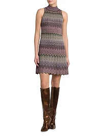 Chevron Turtleneck Minidress