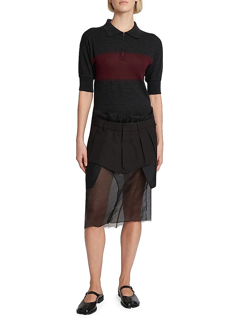 Wool-Silk Polo Midi-Dress