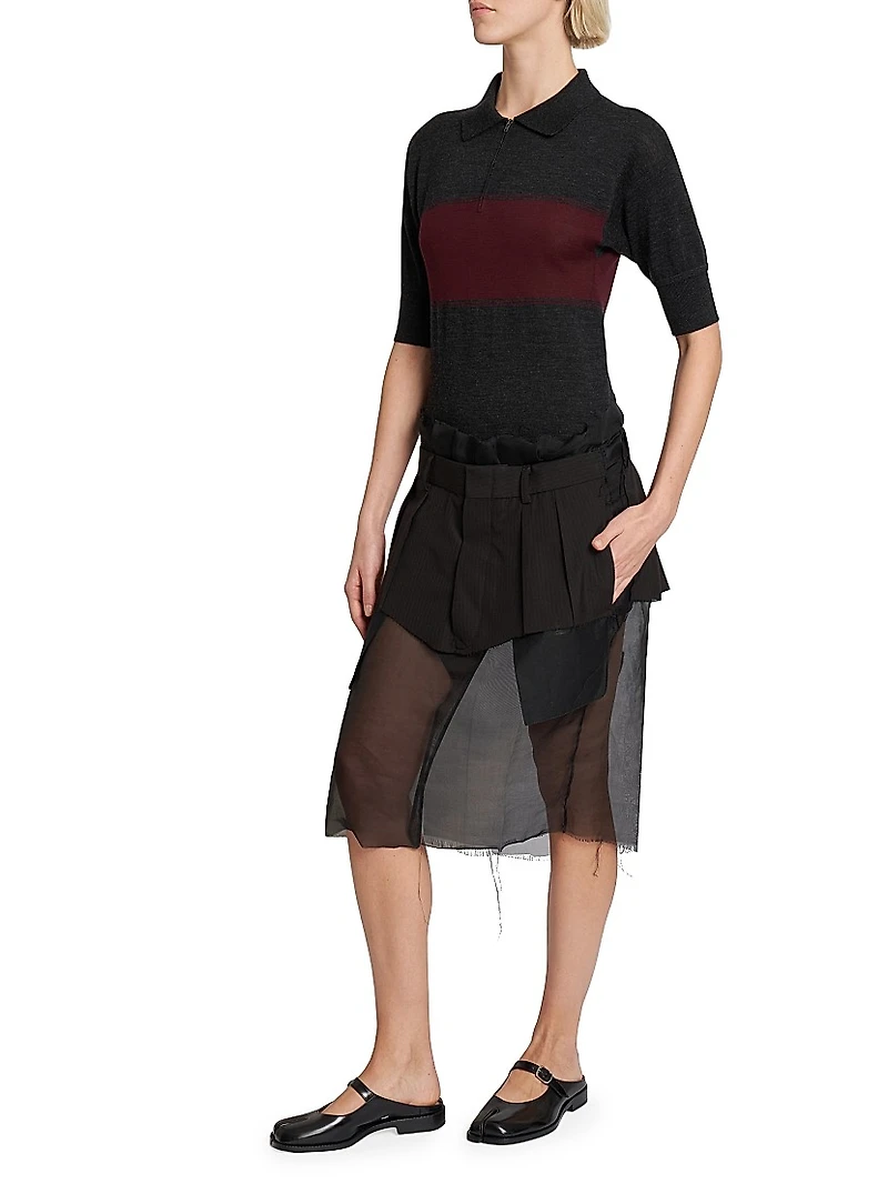 Wool-Silk Polo Midi-Dress