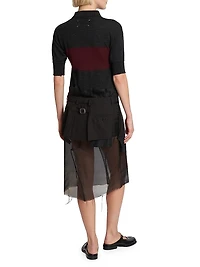 Wool-Silk Polo Midi-Dress