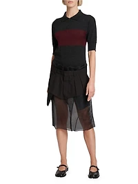 Wool-Silk Polo Midi-Dress