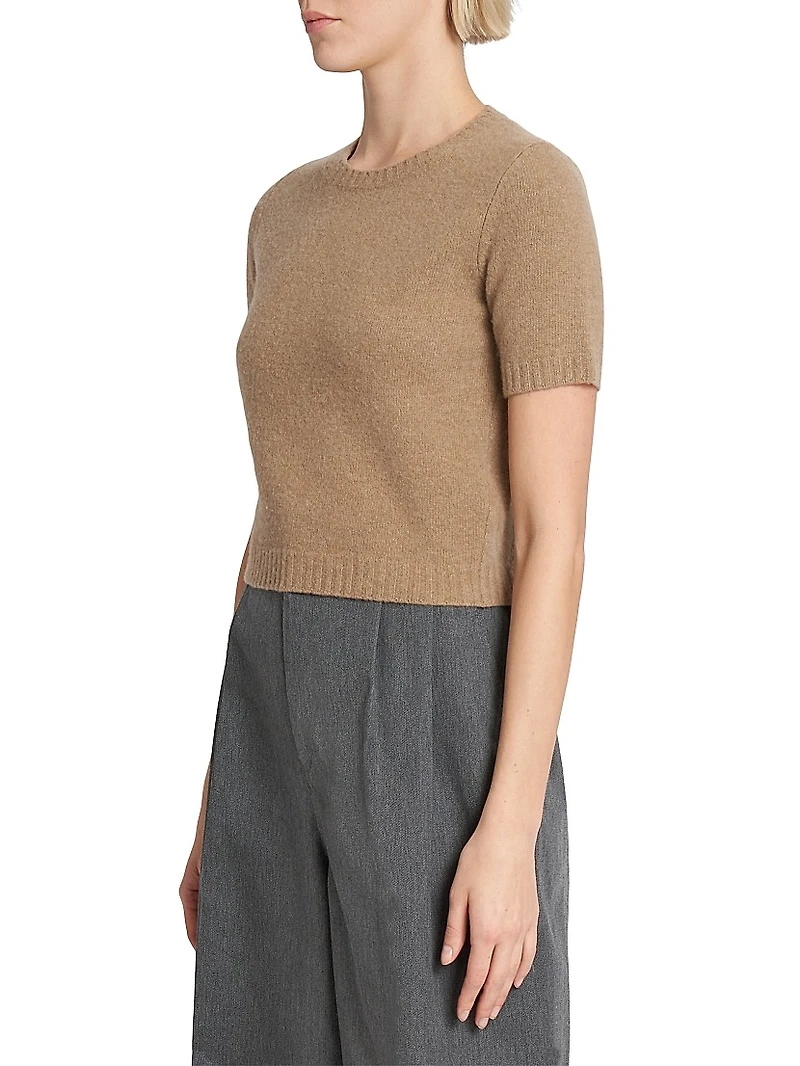 Wool Cropped Short-Sleeve Sweater
