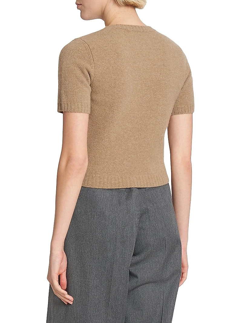 Wool Cropped Short-Sleeve Sweater