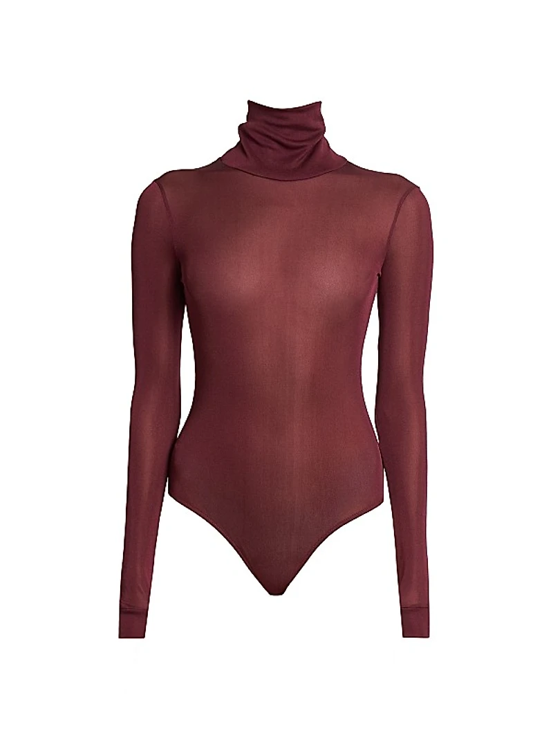 Semi-Sheer Turtleneck Bodysuit