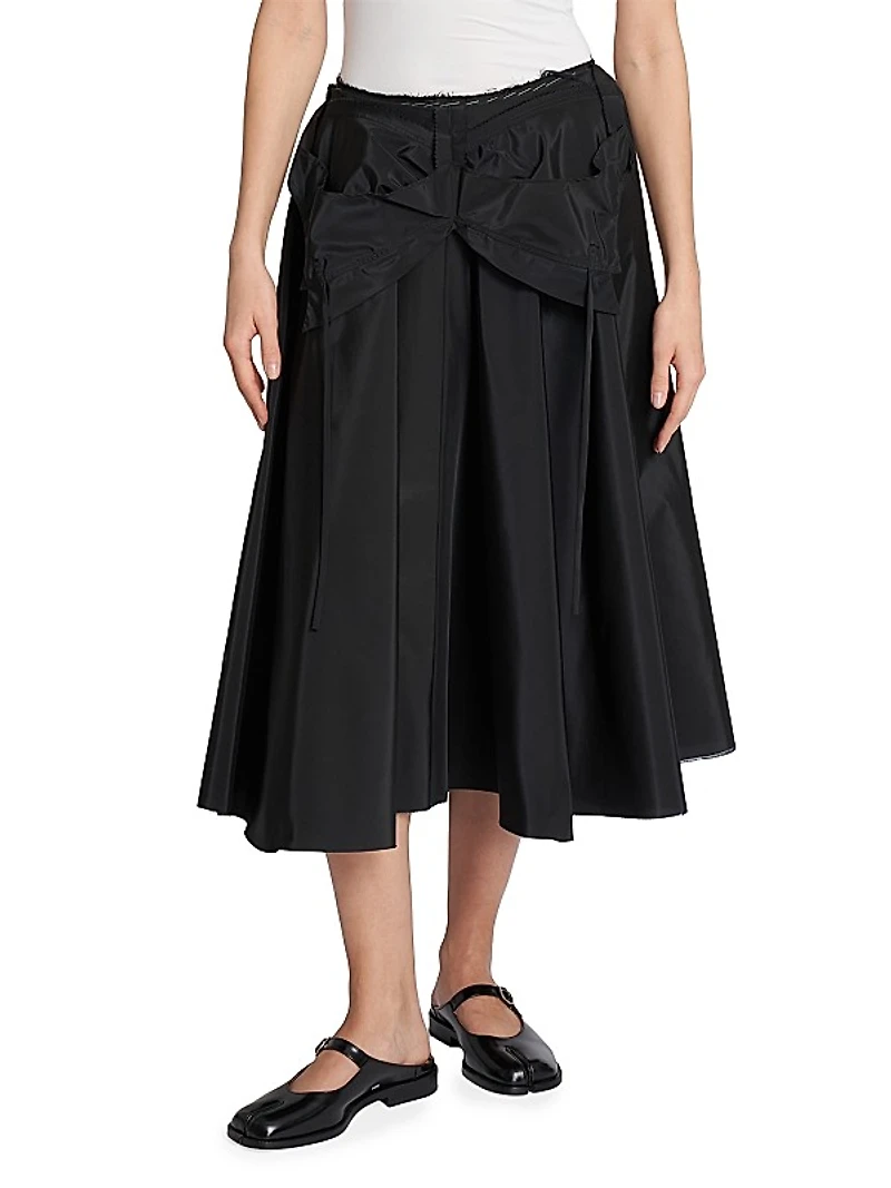 Taffeta Bow Midi-Skirt