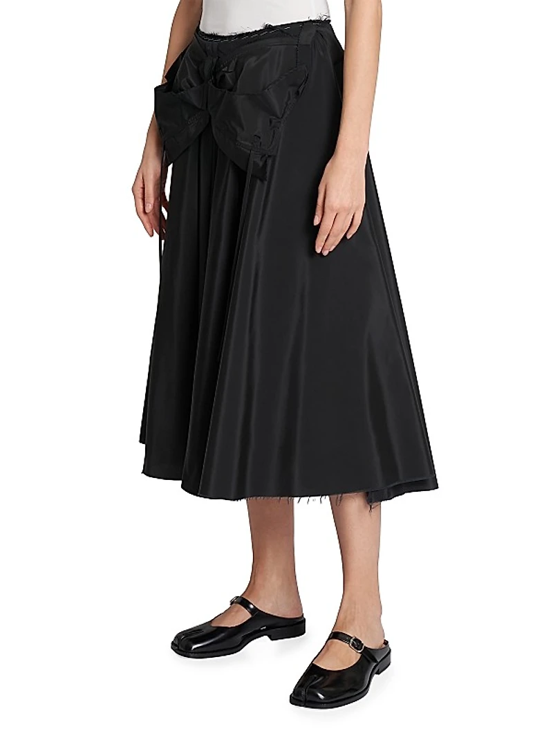 Taffeta Bow Midi-Skirt