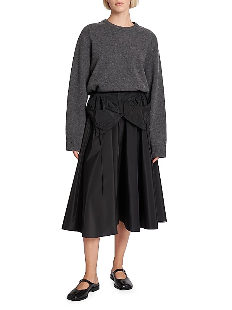 Taffeta Bow Midi-Skirt