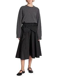 Taffeta Bow Midi-Skirt