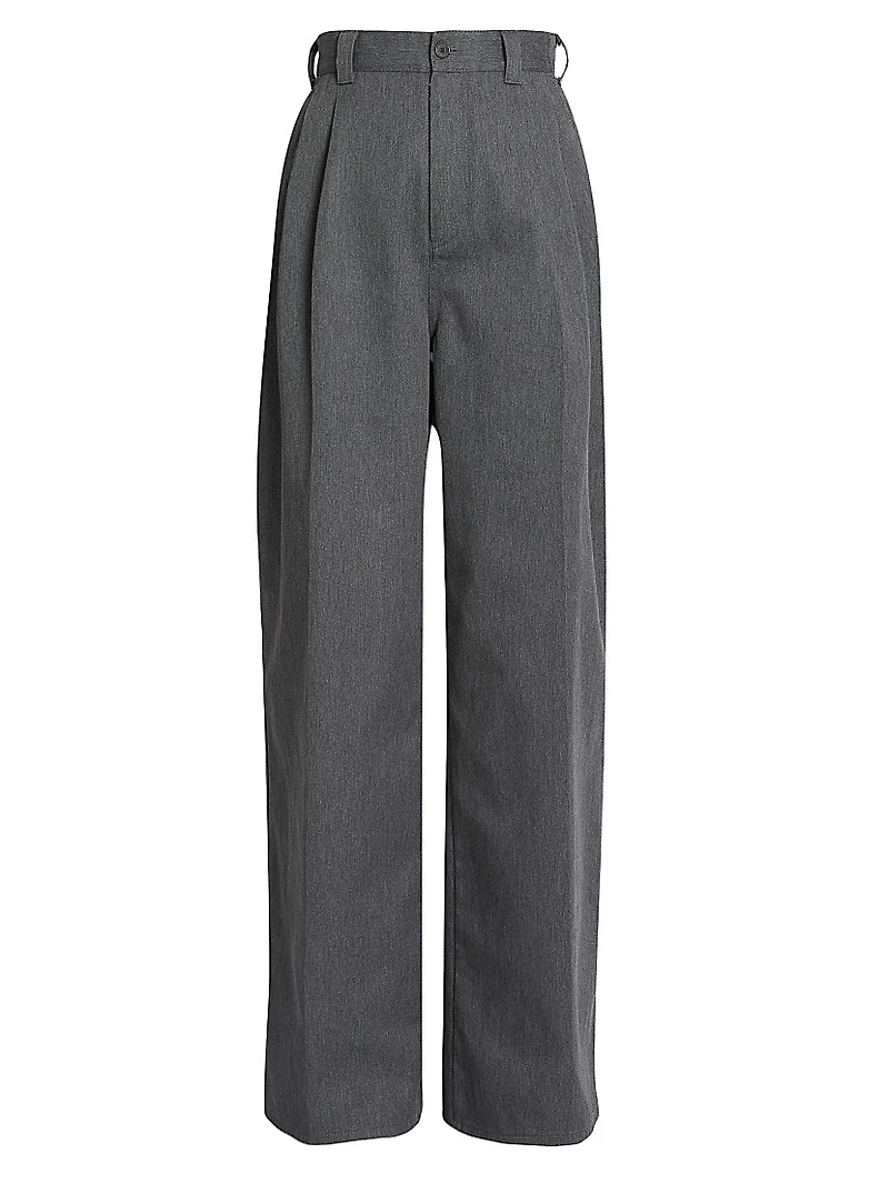 Pleated Wide-Leg Trousers