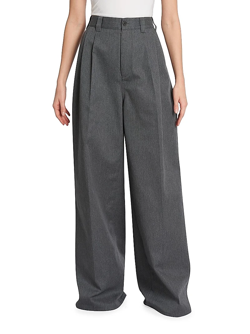 Pleated Wide-Leg Trousers
