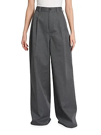 Pleated Wide-Leg Trousers