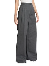Pleated Wide-Leg Trousers
