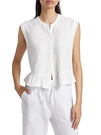 Alice Linen-Blend Flounce Tank