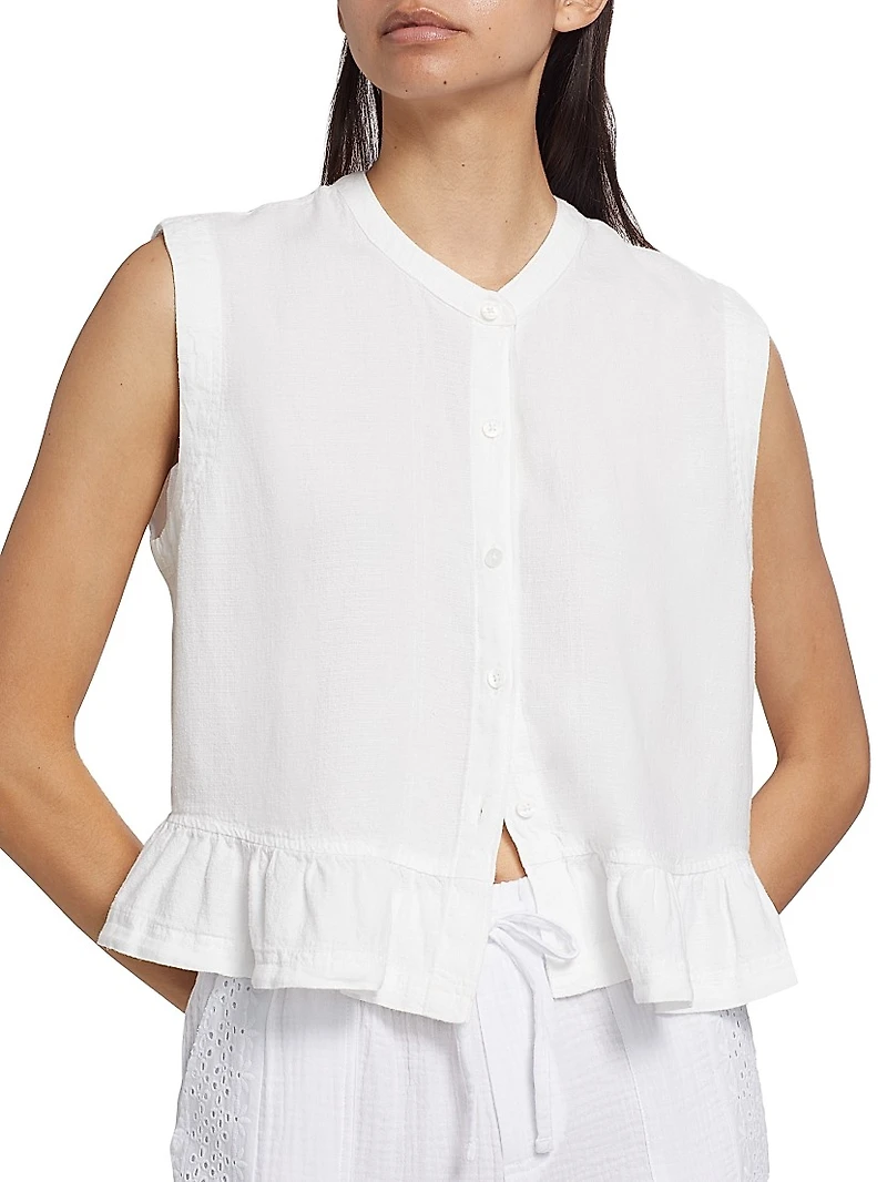 Alice Linen-Blend Flounce Tank