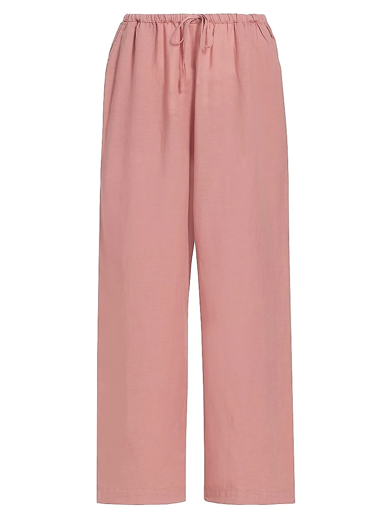 Linen-Blend Drawstring Pants