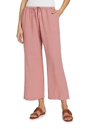 Linen-Blend Drawstring Pants