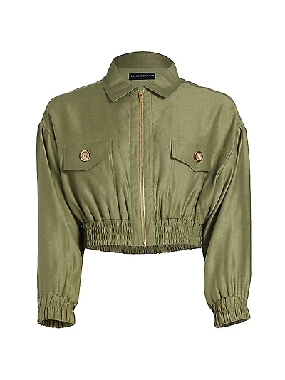 Farrah Linen Bomber Jacket