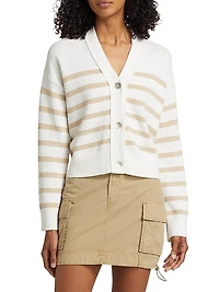 Geneva Striped Cotton-Blend Cardigan