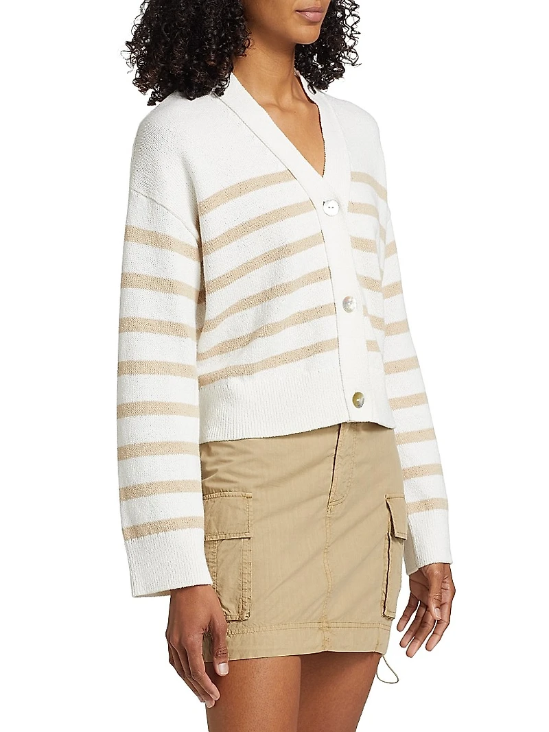 Geneva Striped Cotton-Blend Cardigan