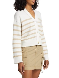 Geneva Striped Cotton-Blend Cardigan
