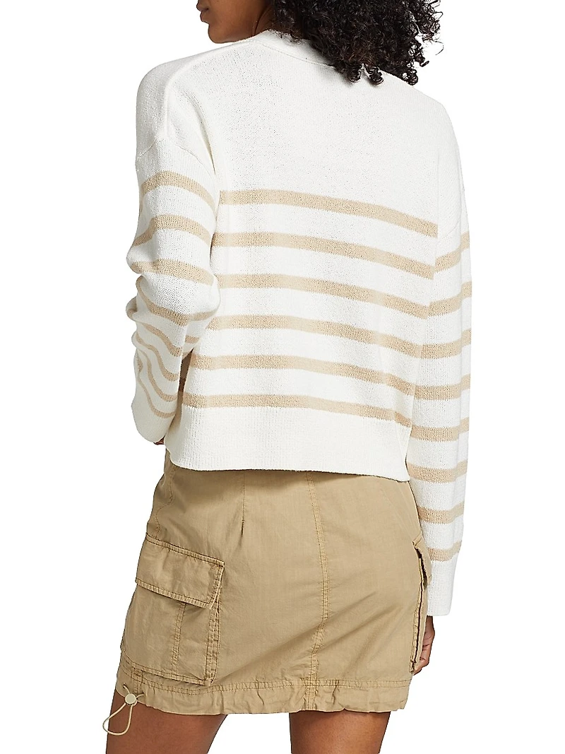 Geneva Striped Cotton-Blend Cardigan