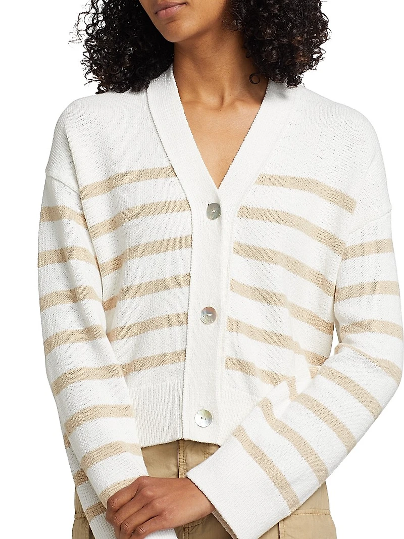 Geneva Striped Cotton-Blend Cardigan