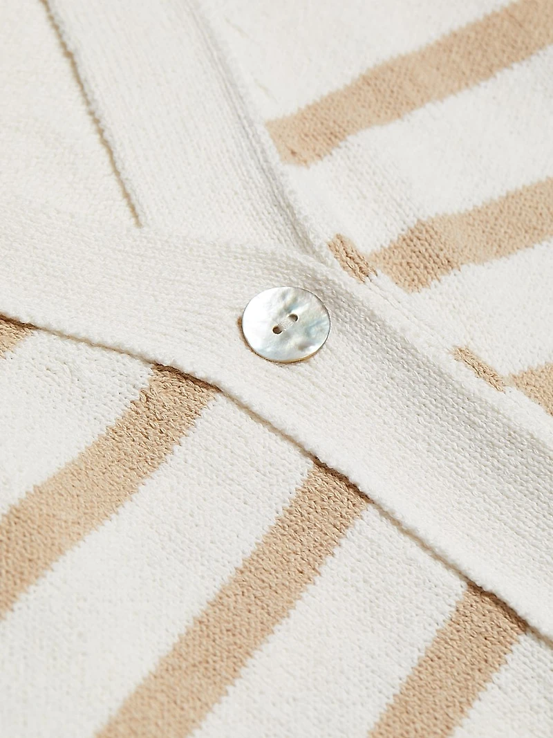 Geneva Striped Cotton-Blend Cardigan