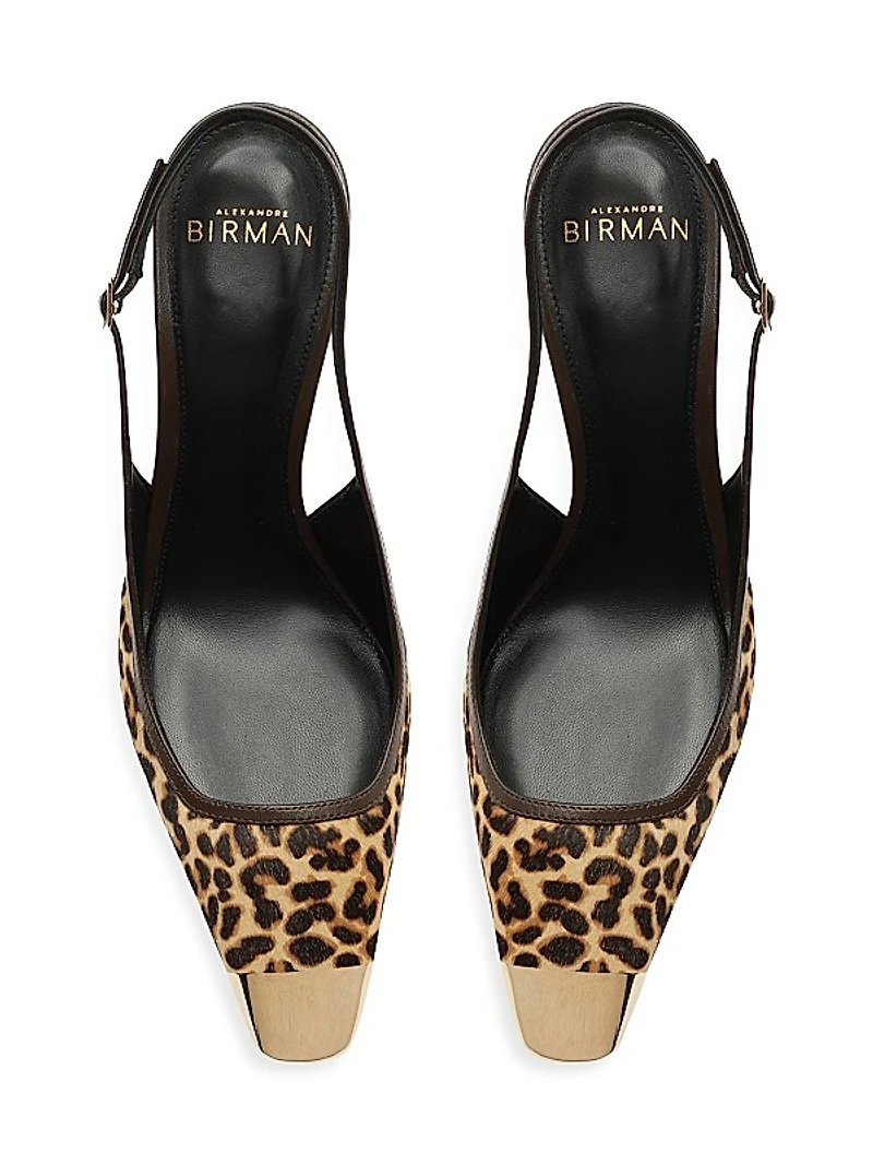 Olivia 85MM Stamped Leather Slingback Pumps