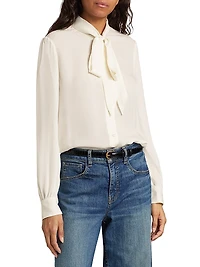 Carina Silk Tie-Neck Top