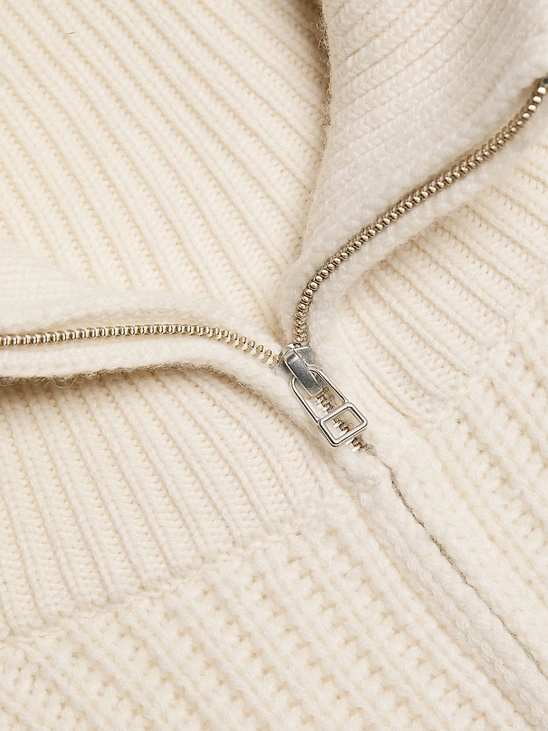 Amelina Cashmere Striped Half-Zip Sweater