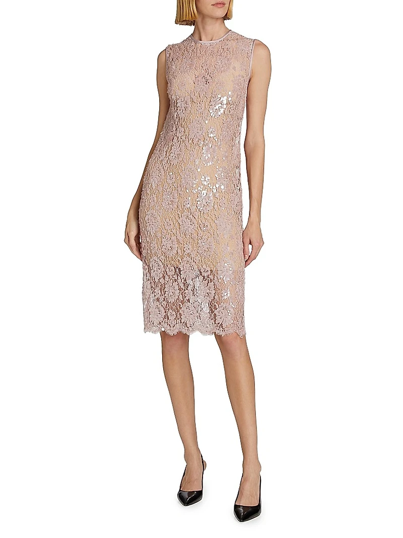 Embellished Crewneck Sheath Dress