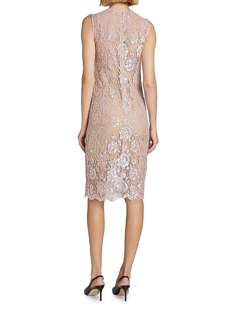 Embellished Crewneck Sheath Dress