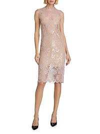 Embellished Crewneck Sheath Dress