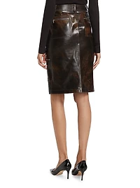 Cargo Distressed Leather Pencil Skirt