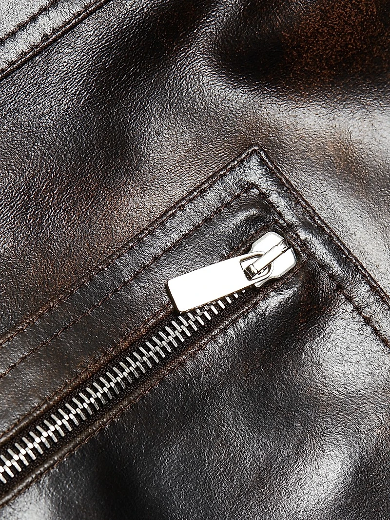 Cargo Distressed Leather Pencil Skirt