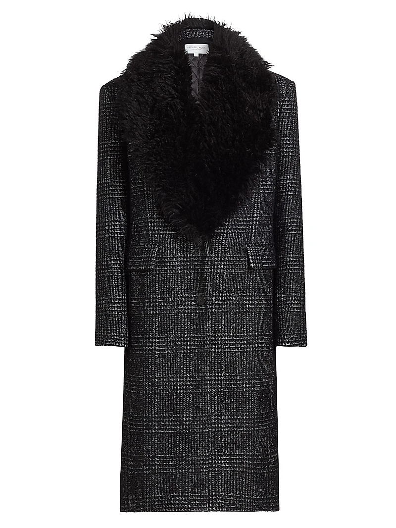 Glen Plaid Wool-Blend Chesterfield Coat