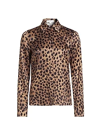 Hansen Leopard Silk Button-Front Shirt