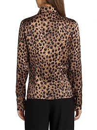 Hansen Leopard Silk Button-Front Shirt