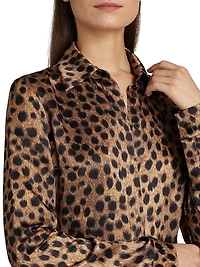 Hansen Leopard Silk Button-Front Shirt