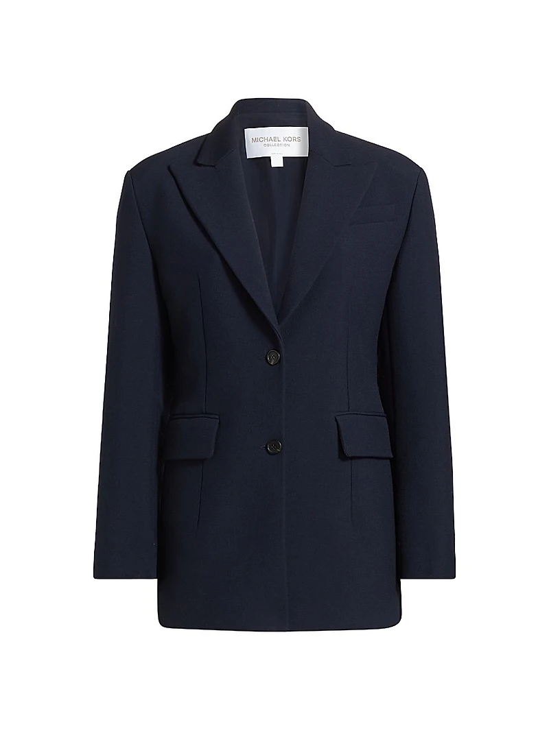 Sculpted Wool-Blend Single-Breasted Blazer