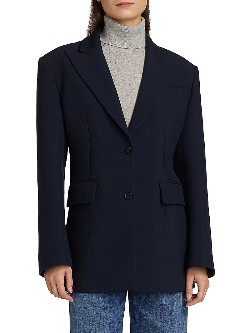 Sculpted Wool-Blend Single-Breasted Blazer