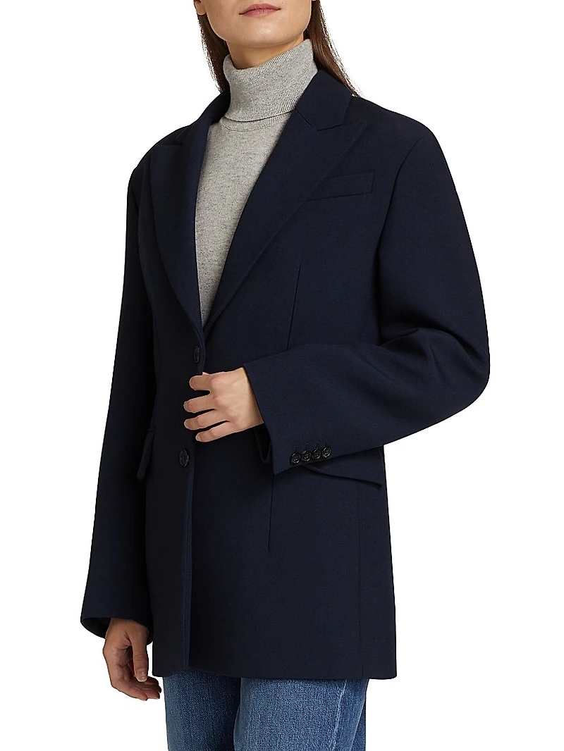 Sculpted Wool-Blend Single-Breasted Blazer