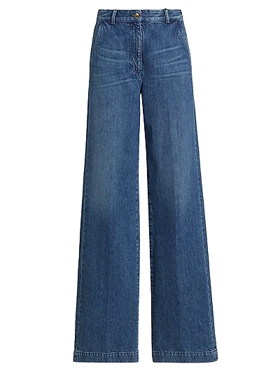Wide-Leg Denim Trousers