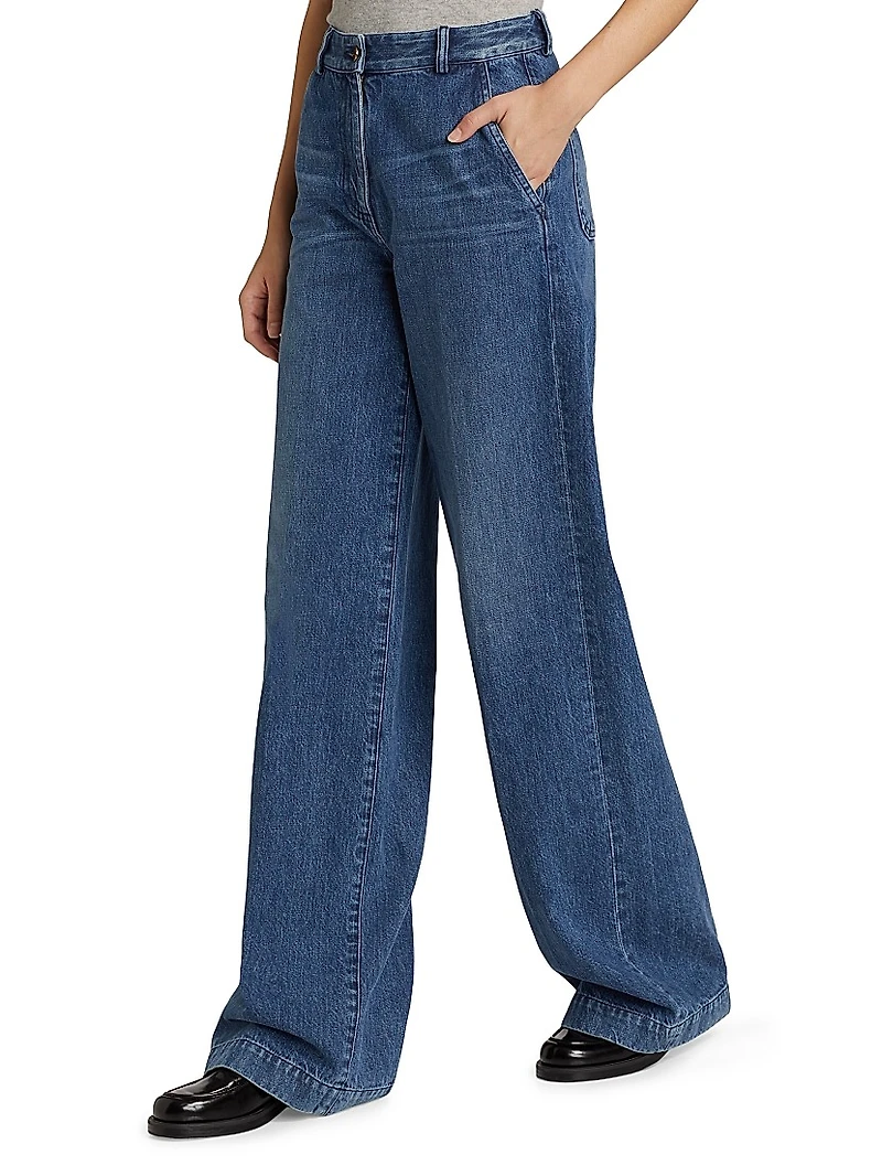 Wide-Leg Denim Trousers